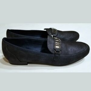 COPY - Black Crystal Glitter Metallic Black Loafer Shoes Sz 9.5